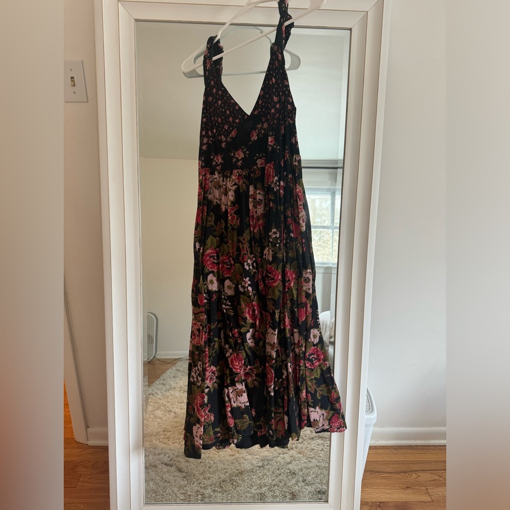 Free people black floral midi dress